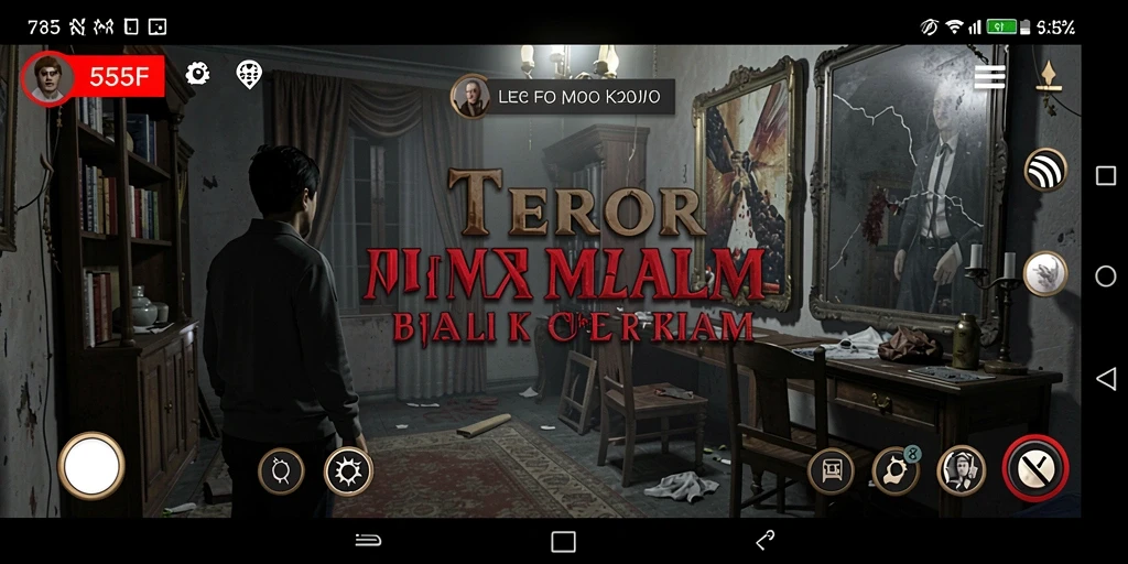 Screenshot gameplay yang menakutkan dari 555F.