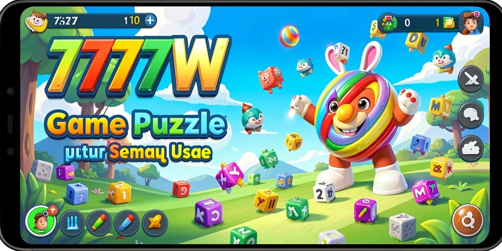 Tampilan gameplay seru dari 7777W dengan berbagai puzzle menantang.