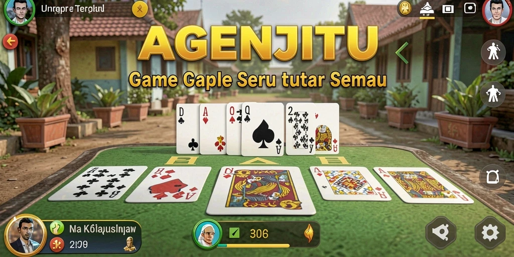 Screenshot utama AGENJITU menunjukkan gameplay Gaple yang menarik.