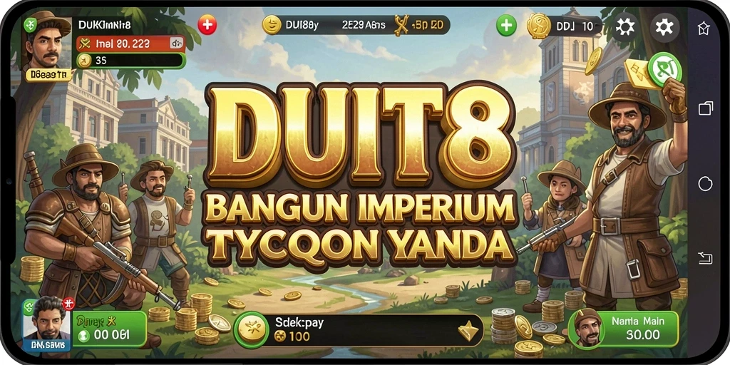 Screenshot gameplay DUIT8 menampilkan pengelolaan bisnis yang dinamis.
