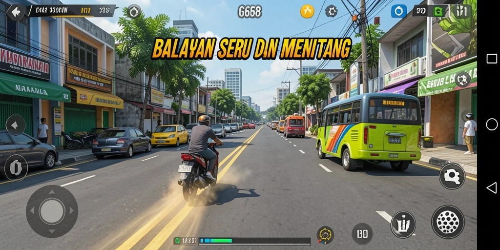 Gameplay G668 menampilkan balapan cepat dan menegangkan di berbagai lintasan.
