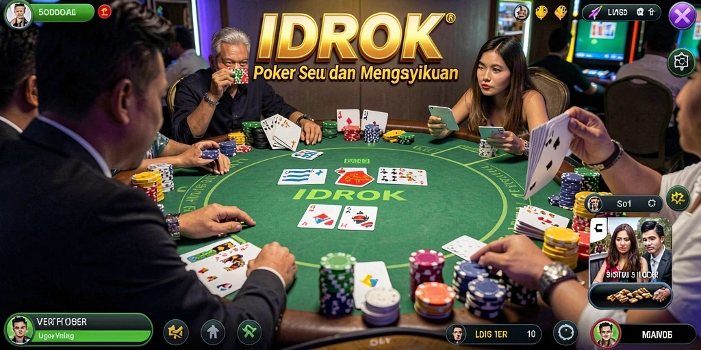 Tampilan gameplay poker IDROK yang menarik dan interaktif.