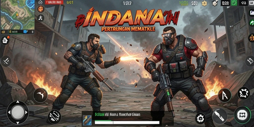 Tangkapan layar INDAAA menampilkan suasana pertarungan yang menegangkan dan seru.