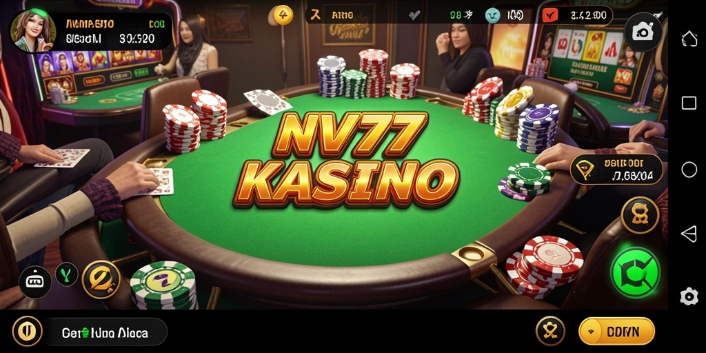 Screenshot gameplay menarik dari NV77 yang menunjukkan keseruan permainan Kasino.