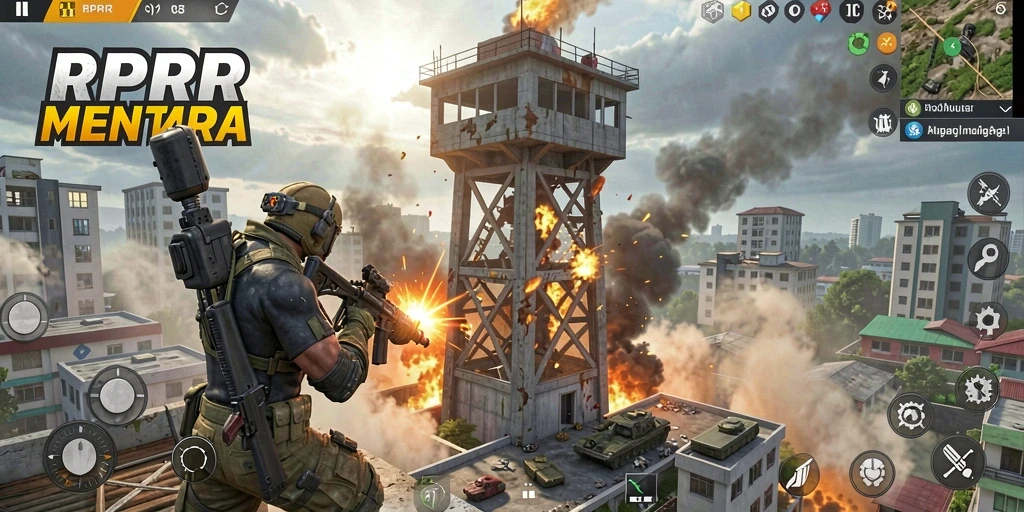 Gameplay RPRR menampilkan aksi menara pertahanan epik.