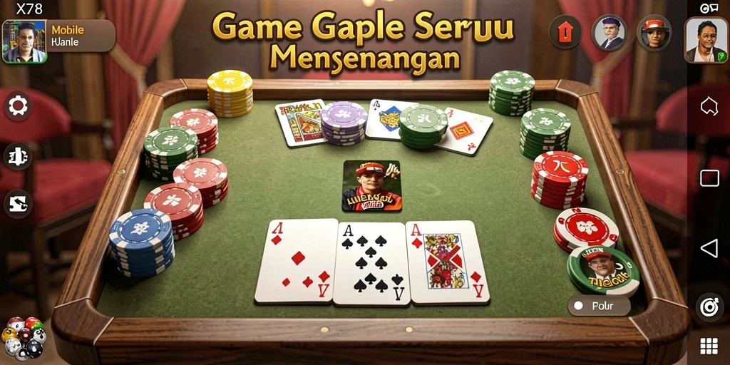 Screenshot gameplay X78 menampilkan suasana seru permainan Gaple.