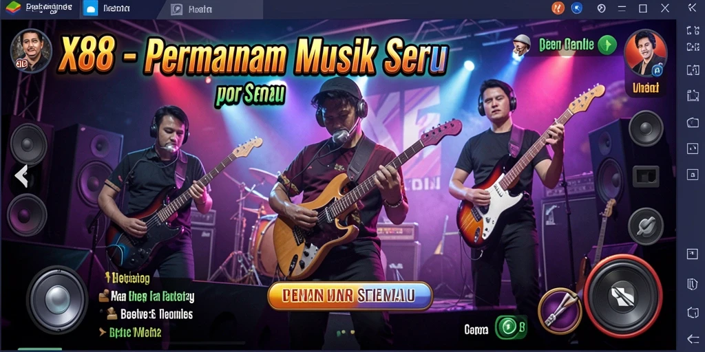 Tampilan gameplay X88 yang seru dan interaktif saat memainkan lagu.